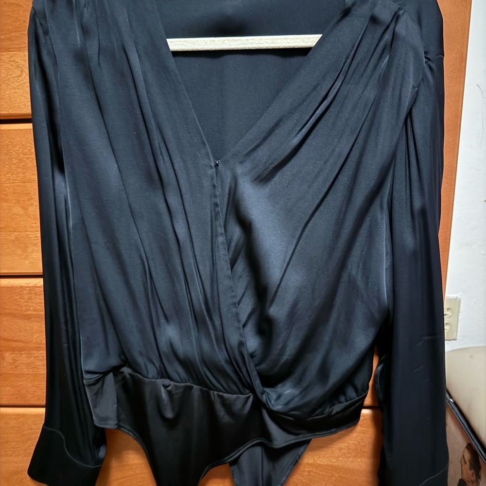 Elegant Black Wrap Blouse